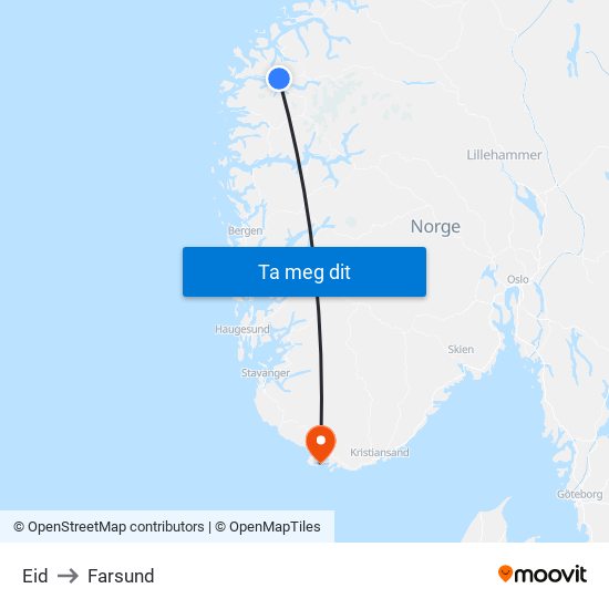 Eid to Farsund map