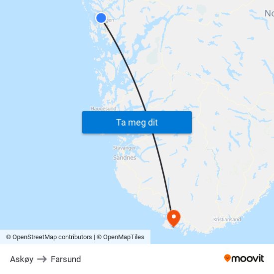 Askøy to Farsund map