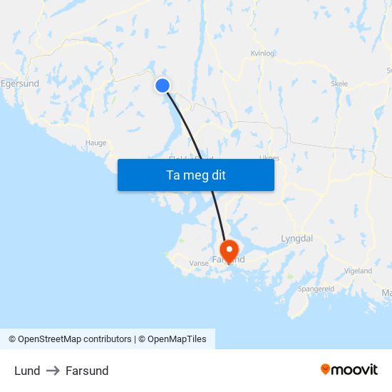 Lund to Farsund map