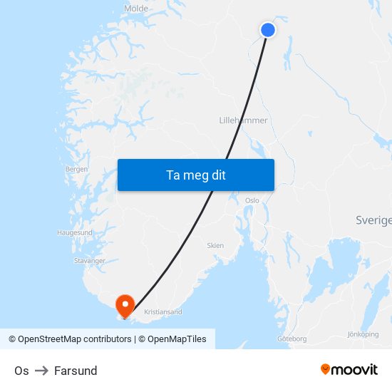 Os to Farsund map