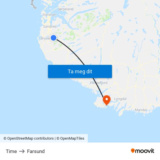Time to Farsund map