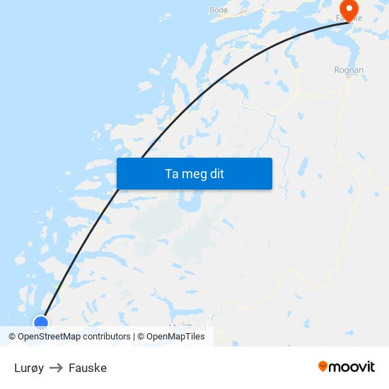 Lurøy to Fauske map