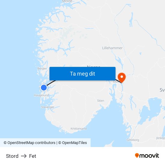 Stord to Fet map