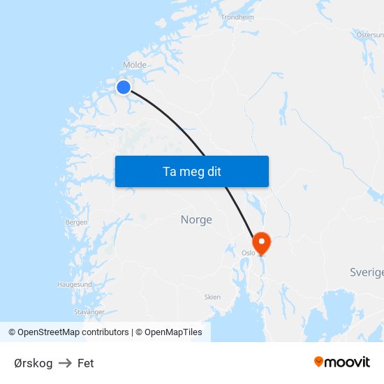 Ørskog to Fet map