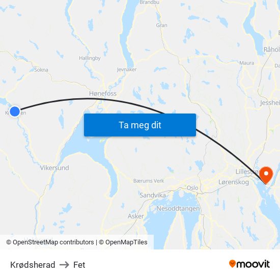 Krødsherad to Fet map