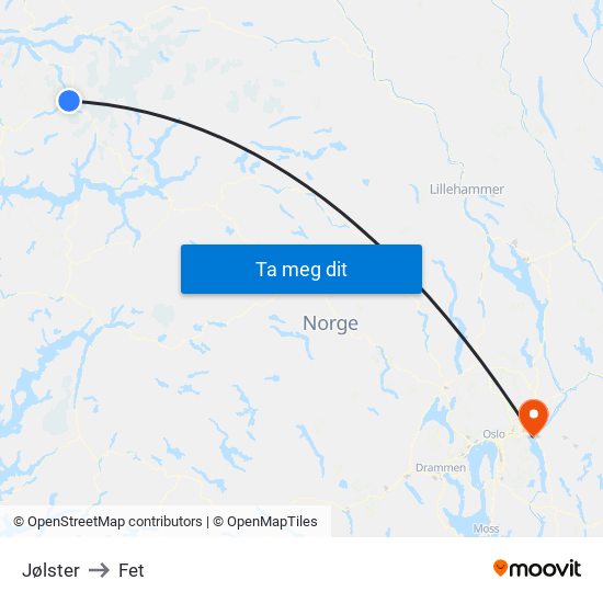 Jølster to Fet map