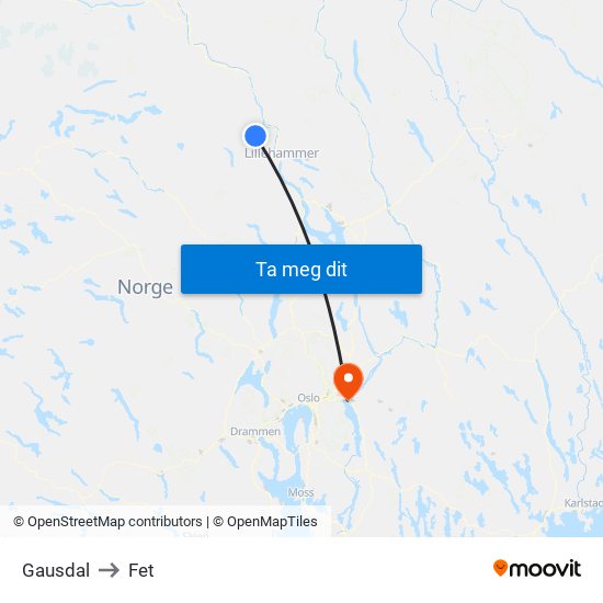 Gausdal to Fet map