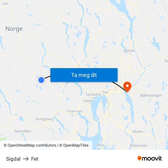 Sigdal to Fet map