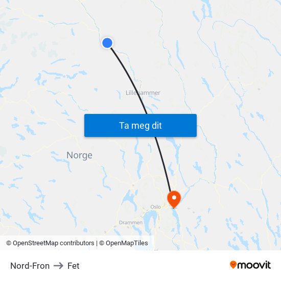 Nord-Fron to Fet map