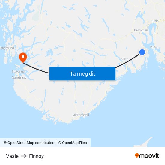 Vaale to Finnøy map