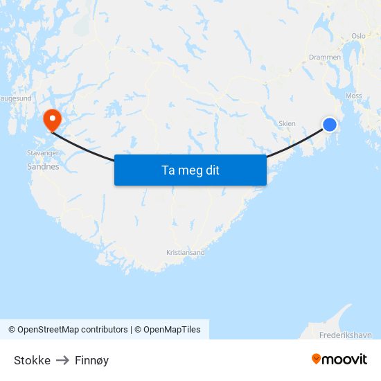 Stokke to Finnøy map