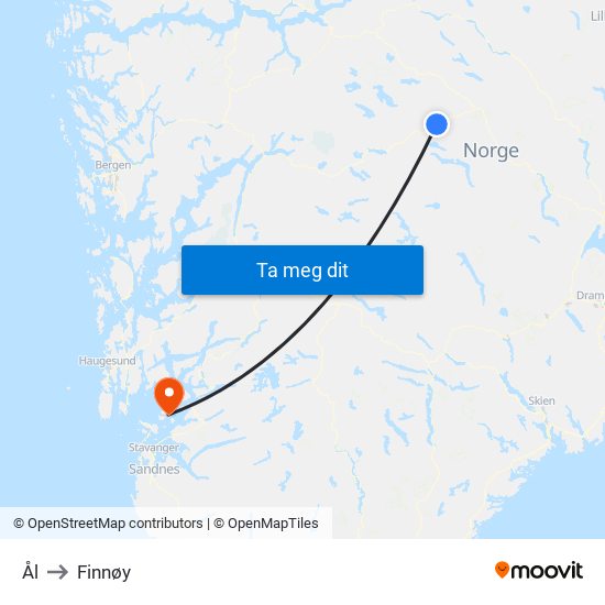 Ål to Finnøy map