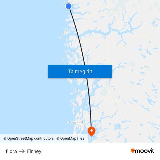 Flora to Finnøy map