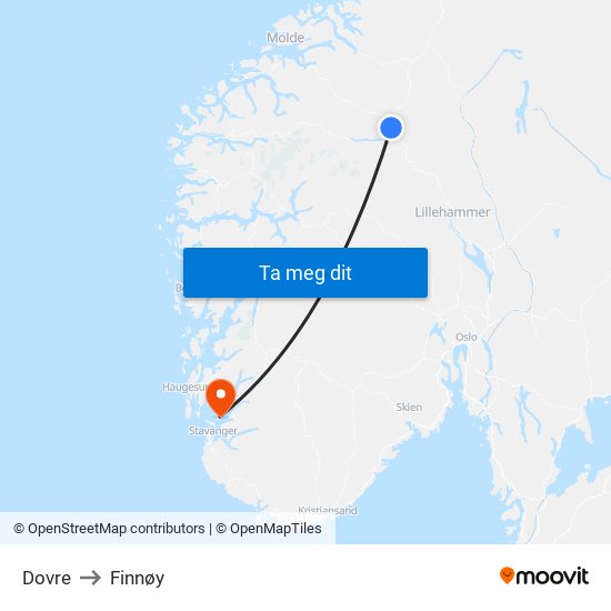 Dovre to Finnøy map