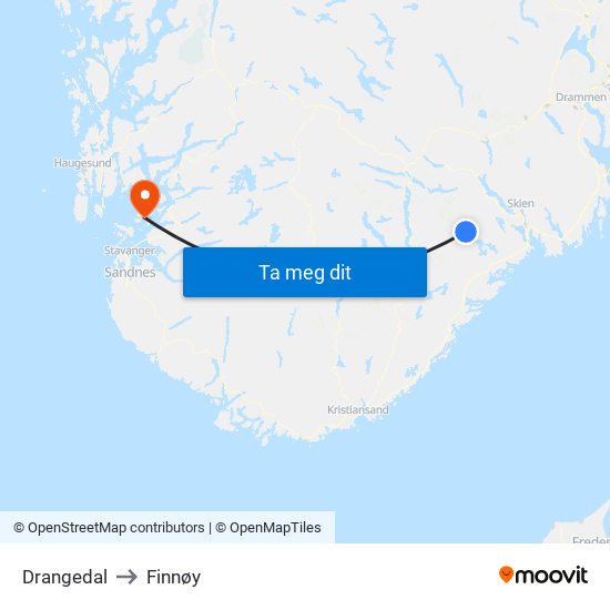 Drangedal to Finnøy map