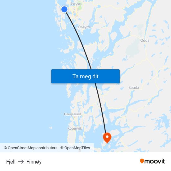 Fjell to Finnøy map