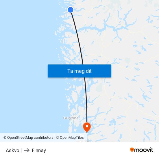 Askvoll to Finnøy map