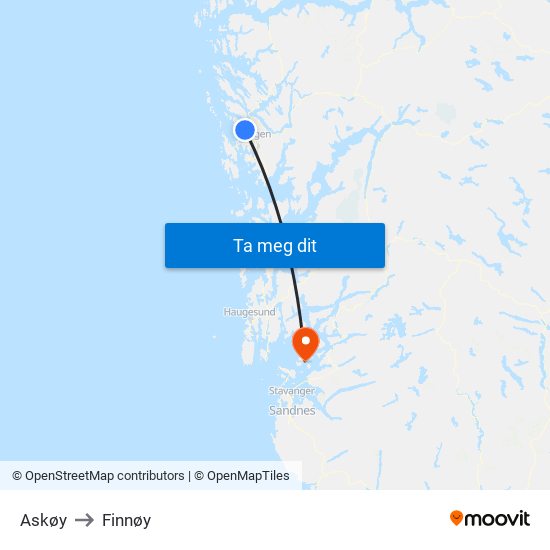 Askøy to Finnøy map