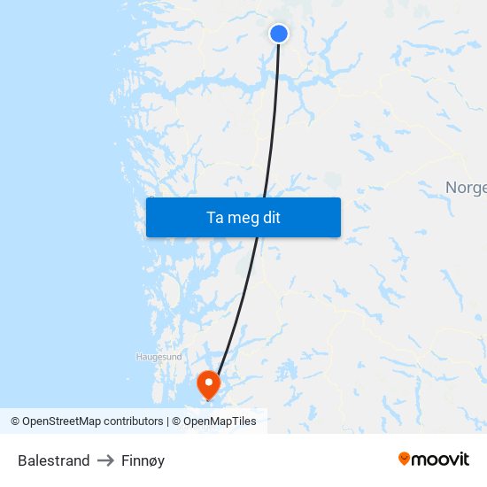 Balestrand to Finnøy map