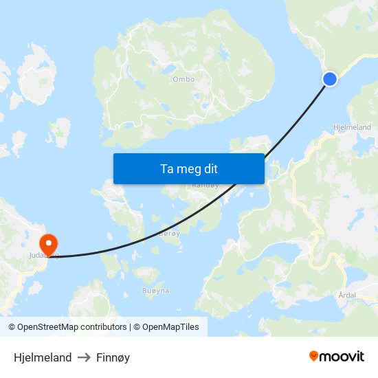 Hjelmeland to Finnøy map