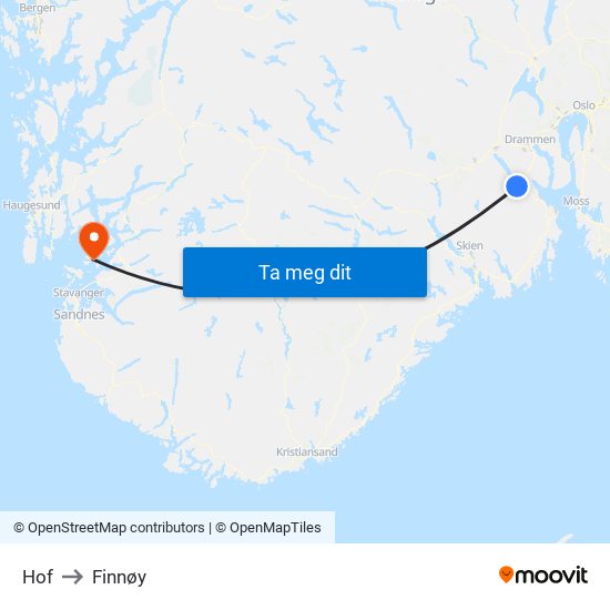 Hof to Finnøy map