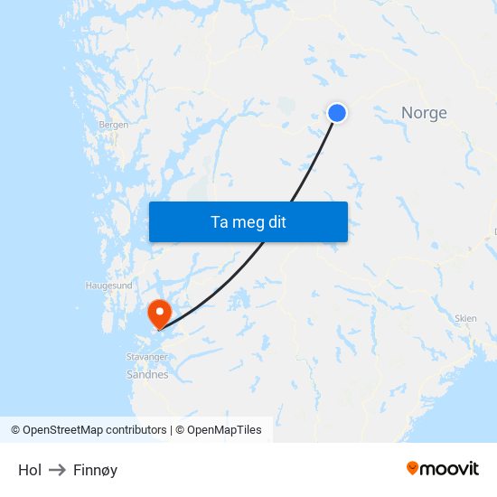 Hol to Finnøy map