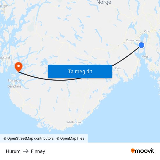 Hurum to Finnøy map