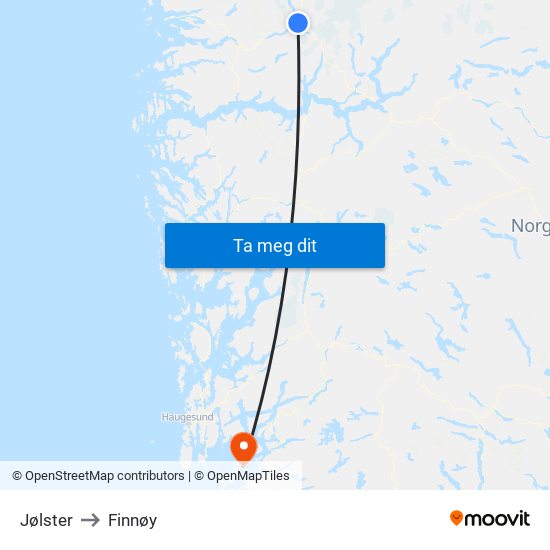 Jølster to Finnøy map