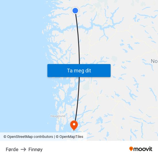 Førde to Finnøy map