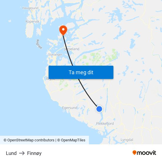 Lund to Finnøy map