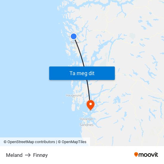 Meland to Finnøy map