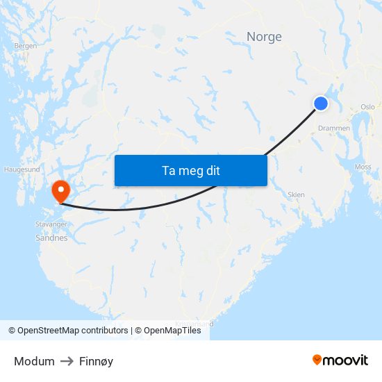 Modum to Finnøy map