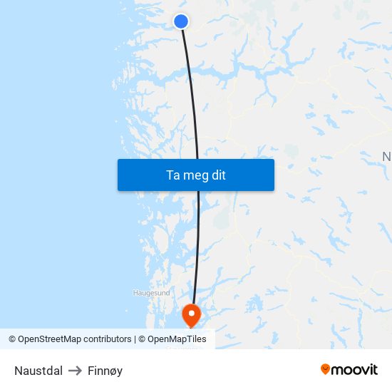 Naustdal to Finnøy map