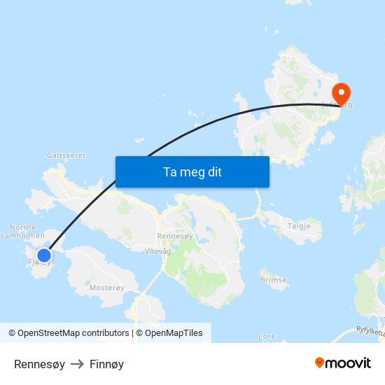 Rennesøy to Finnøy map