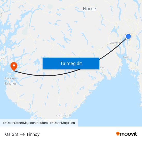 Oslo S to Finnøy map