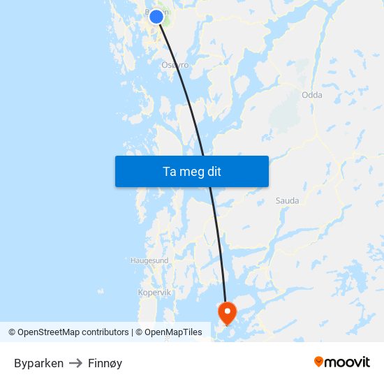 Byparken to Finnøy map