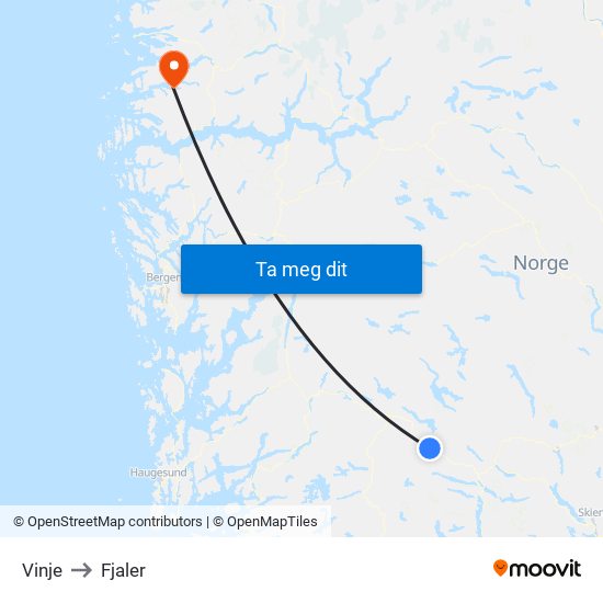 Vinje to Fjaler map