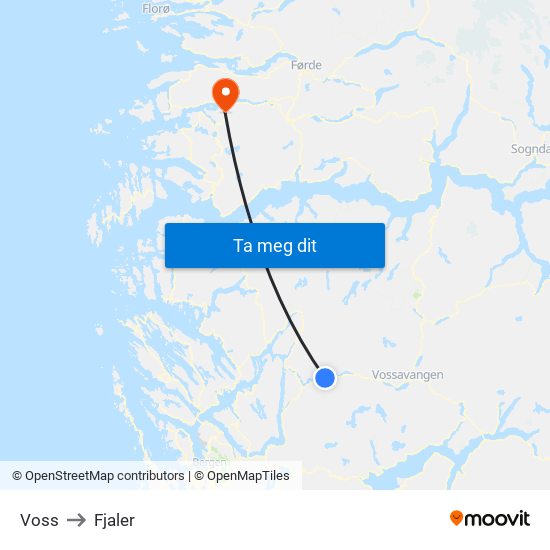 Voss to Fjaler map