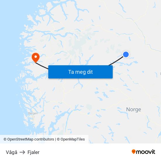 Vågå to Fjaler map