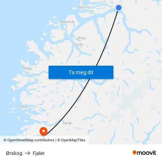 Ørskog to Fjaler map