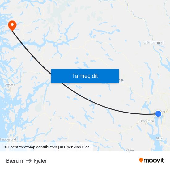 Bærum to Fjaler map