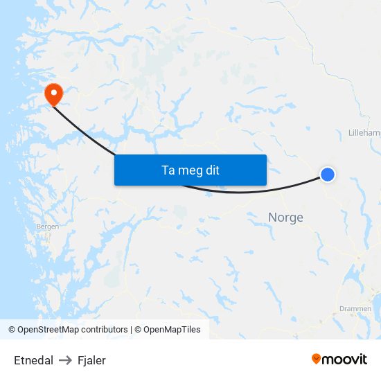Etnedal to Fjaler map