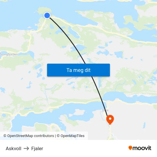 Askvoll to Fjaler map