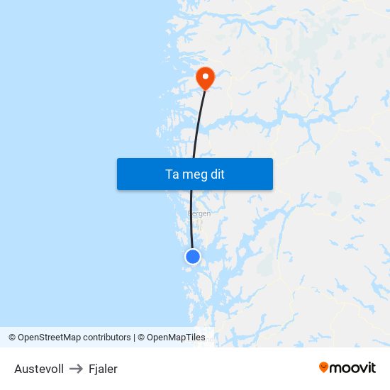 Austevoll to Fjaler map