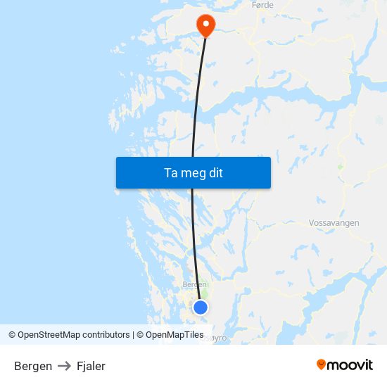 Bergen to Fjaler map