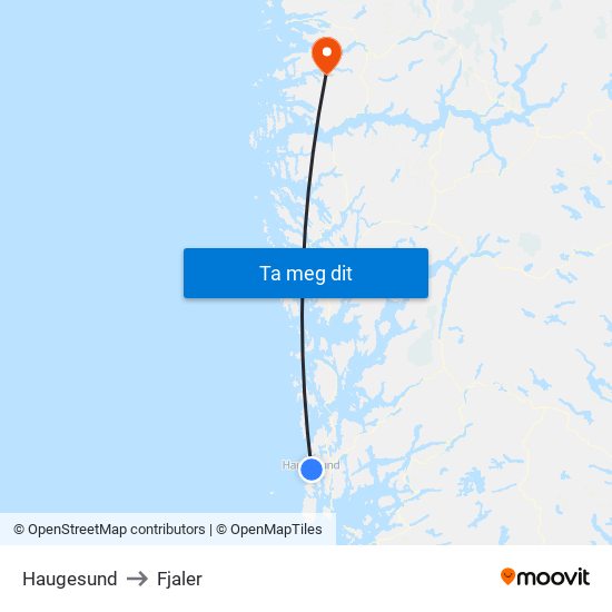Haugesund to Fjaler map