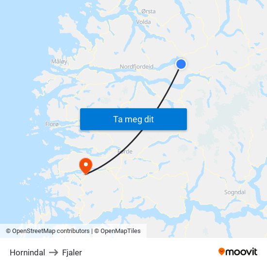 Hornindal to Fjaler map