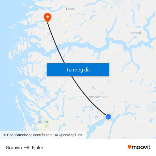 Granvin to Fjaler map