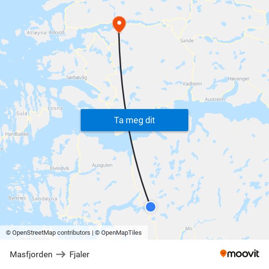 Masfjorden to Fjaler map