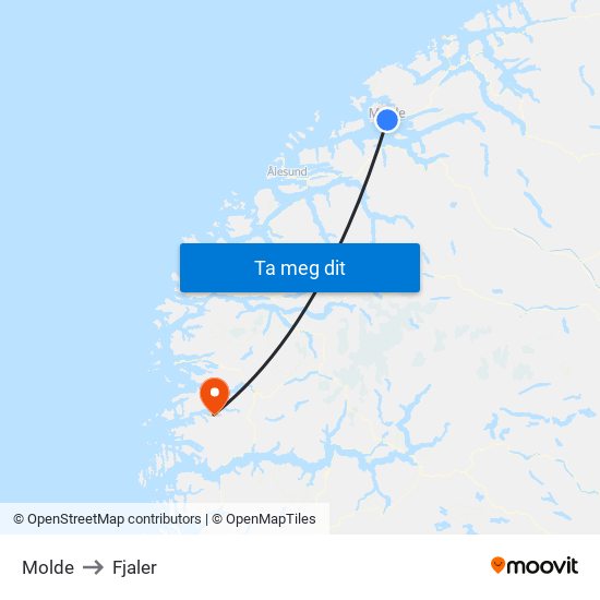 Molde to Fjaler map